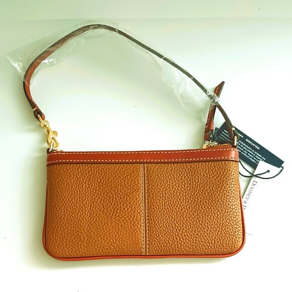 Dooney & Bourke Pebble Grain Wristlet Large Slim Brown Leather - Picture 3 of 9